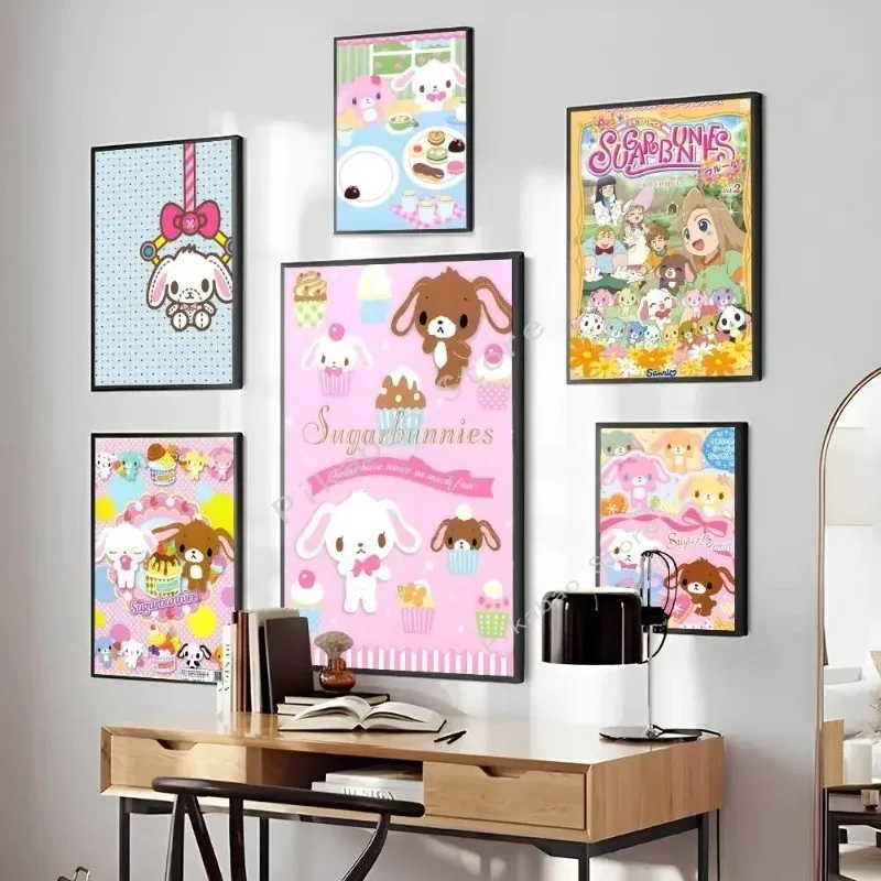 MINISO 1pcs Sugarbunnies Anime Sanrio Kawaii Poster HD Posters Home Room Bar Cafe Decor Art Wall Painting Picture