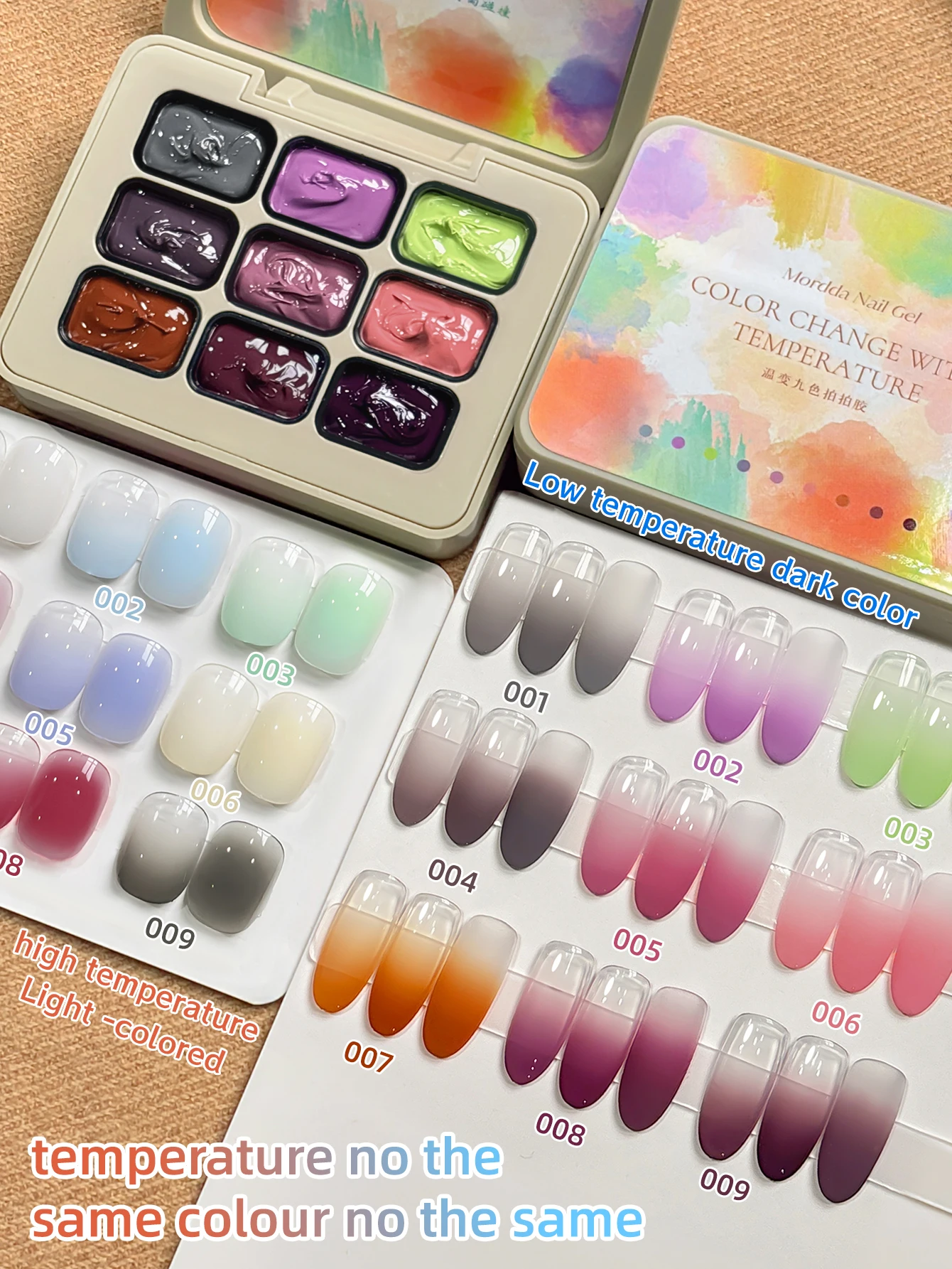 

9-colors Temperature Changed Color Painting Nail Polish Patting Glue Smudge Canned High Saturation Popular Semi-Solid
