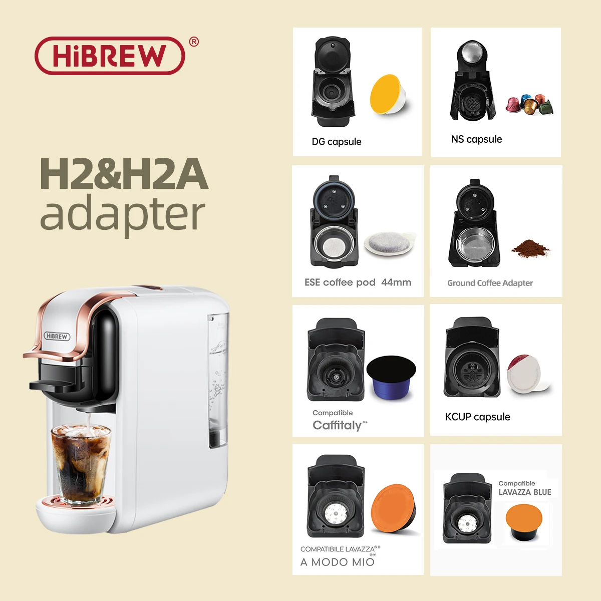 Hiinvasif W HPipeline & H2B-Adaptateur de capsules de machine à café, pièces de système pour A.net, Dolce Gusto, café moulu, dosette ESE ou Caffitaly