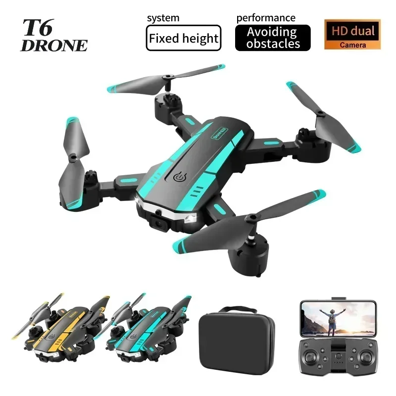 T6 Air Drone 4K HD Single Camera FPV Obstacle Avoidance Optical Flow RC Quadcopter Foldable RC Drone Toys