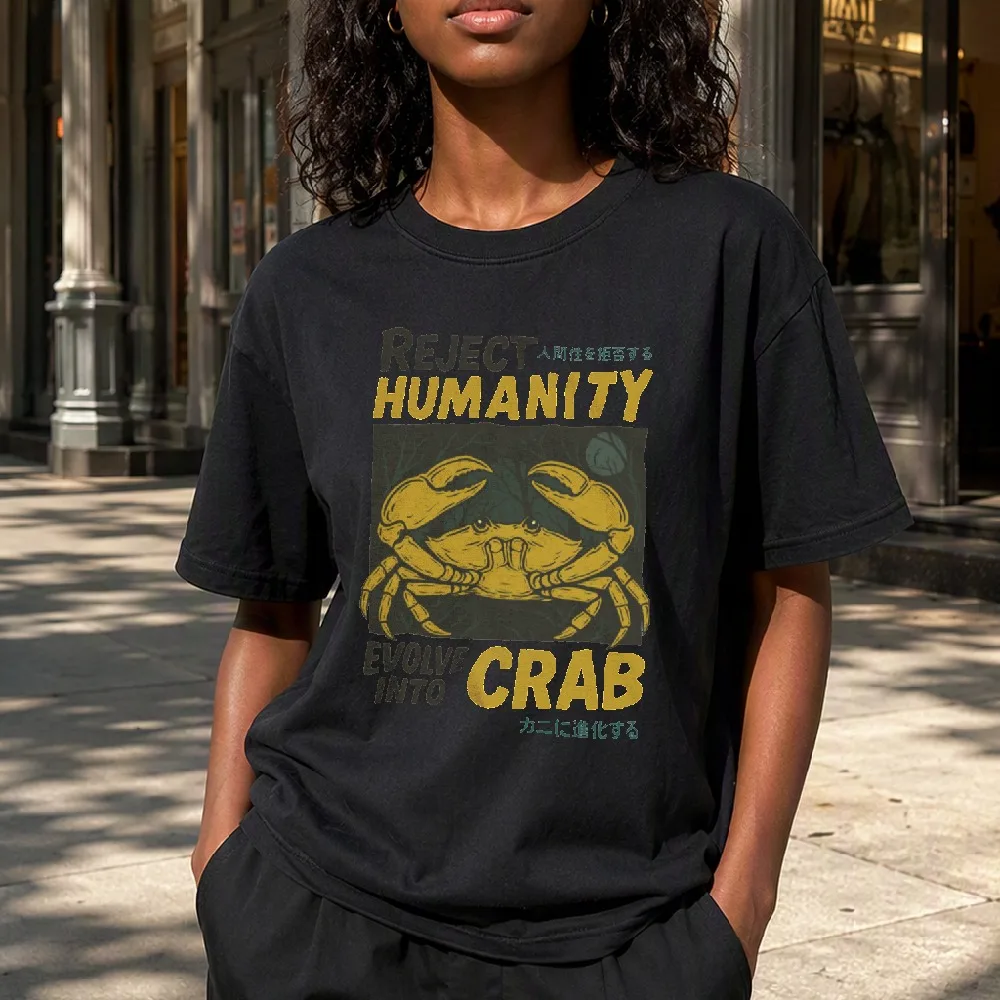 Reject Humanity Evolve Into Crab Shirt Horror Crab Cotton Tshirt Funny Meme Reject Humanity Crab Gag Gift 90s Y2K Tee Dank Meme