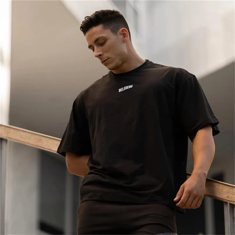 summer fashion Bodybuilding Fitness tops men's short-sleeved Comfortable tops M-3XL 2022 Men printed Loose short sleeve T-shirt