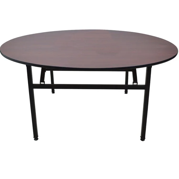

Hotel Roundtable Wedding Banquet Table Folding Dining Table and Chair Combination Restaurant Table Fireproof Panel Surface