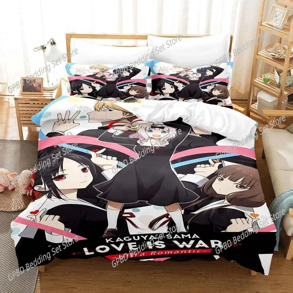 Kaguya-sama Love is War غطاء لحاف مريح غطاء وسادة طقم سرير ديكور غرفة نوم الأطفال المنسوجات المنزلية #3