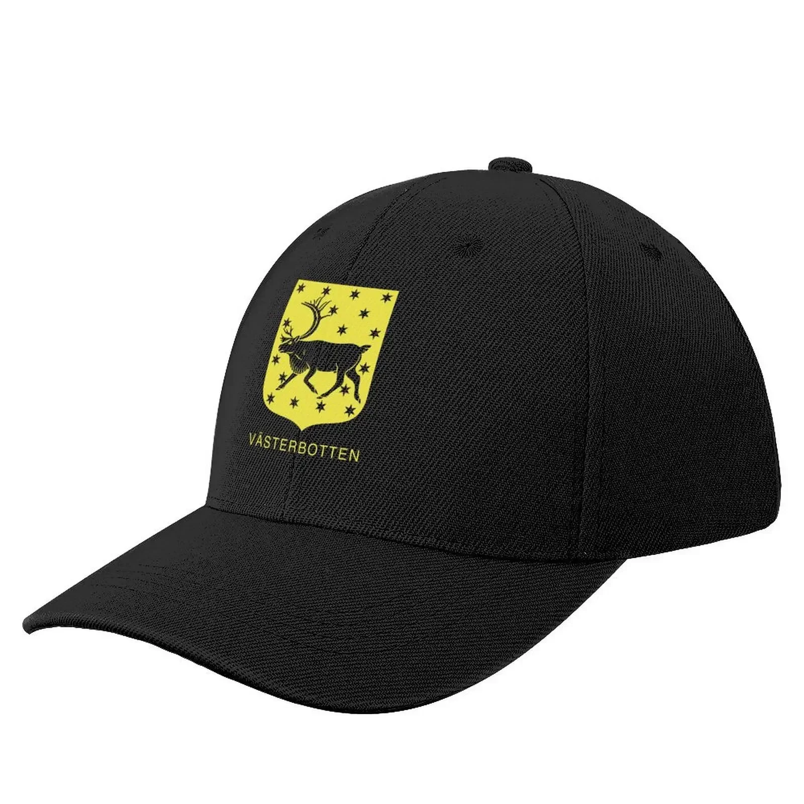 

Reindeer and Stary Night Sky, the Coat of Arms of Vsterbotten, Sweden, Yellow print (Svenska Landskap) Baseball Cap