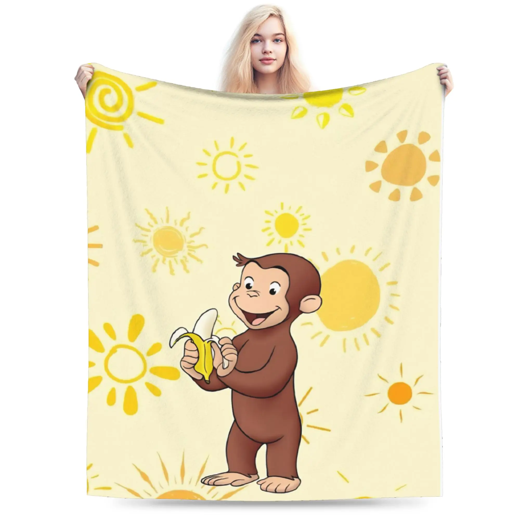 Curious George African Monkey  Blanket Multi-size Super Soft and Warm  Throw Blankets for Sofa Couch and Bed