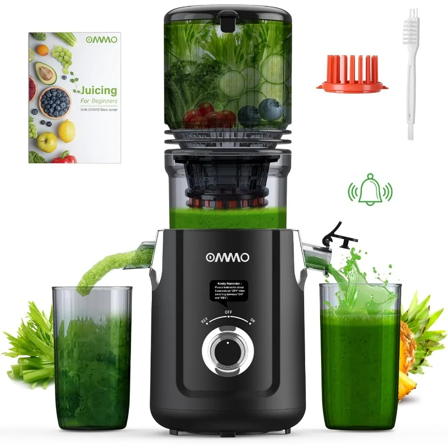 

Cold Press Juicer Machines : 5.1" Wide Feed Chute Slow Masticating Juicer for Whole Fruits & Vegetables, Easy to Clean, High Jui