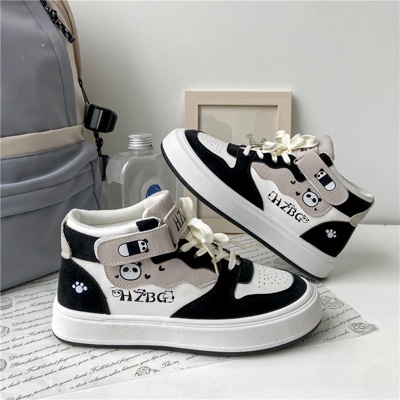 Autumn Winter High Top Sneakers Women Panda Sneakers for Teenage Girls Cute Womens Sports Shoes Kawaii Luxury Trend Ladies Shoes