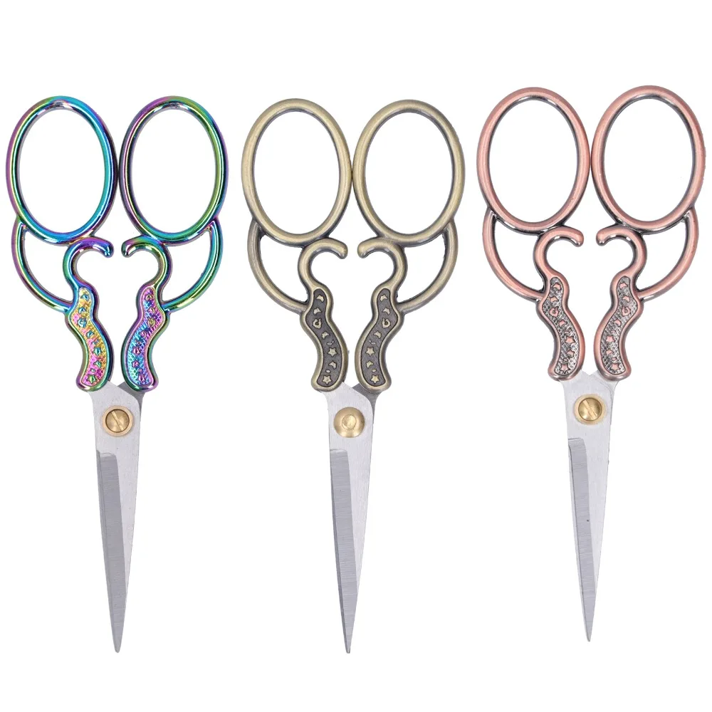 3pcs Stainless Steel Embroidery Scissors Straight Blades Decorative Handle Cutting Tool Threading Shears For Embroidery Thread