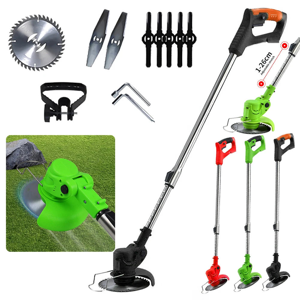 Electric Grass Trimmer Foldable Adjustable Grass Trimmer with Blades Handheld Grass Cutting Trimmer Garden Pruning Power Tool