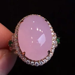 Classic Exquisite Luxury Glossy Showy Engagement Ring Natural Ice Chalcedony Violet Rings for Women Bridal Wedding Jewelry