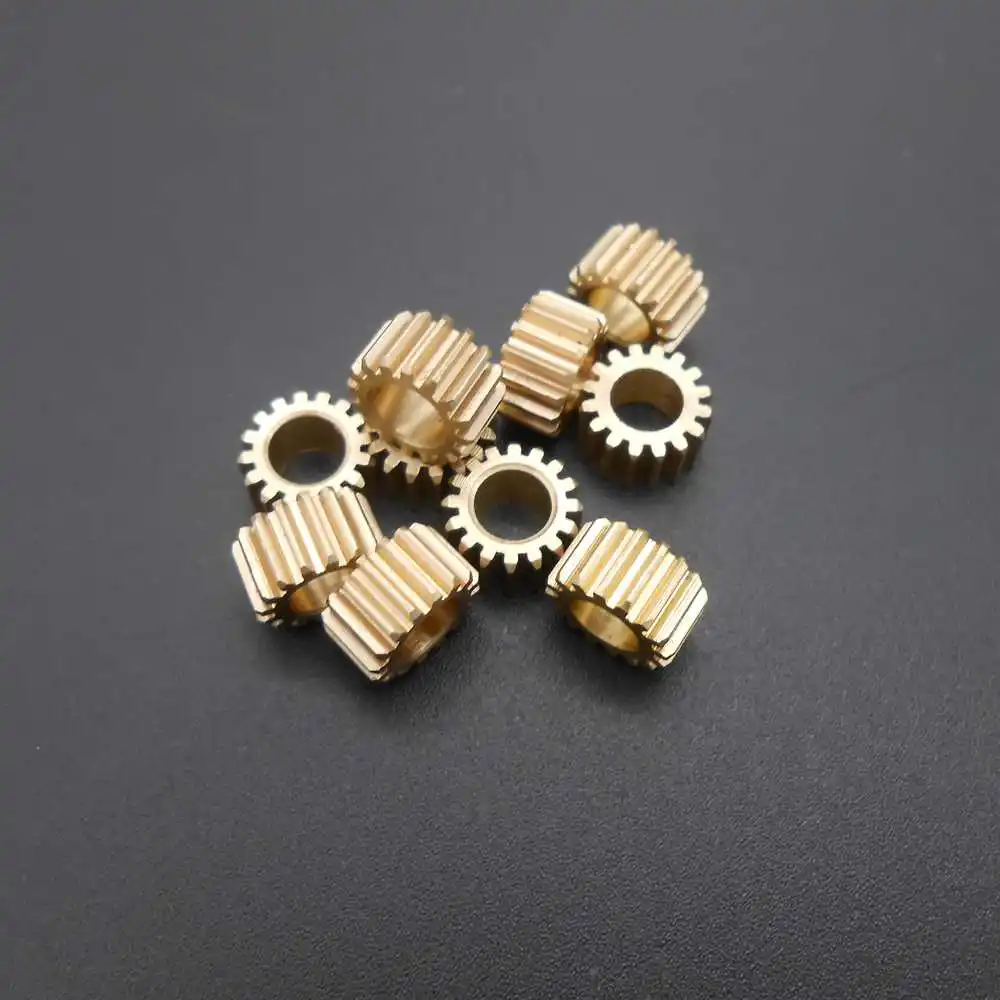 10 개/몫 0.5 M 165A 황동 기어 스퍼 피니언 보어 조리개 5MM 4.97MM 5A 16 T 16 Teeth 0.5 Mod 직경 9MM X 높이 5MM DIY 모델