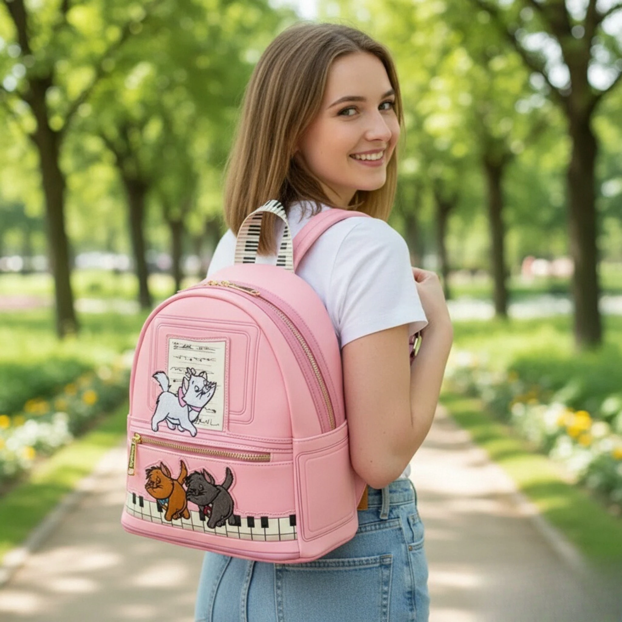 

Alice in Wonderland PU Leather Women Backpack Cute Backpack Bags for Women Double Strap Shoulder Bag