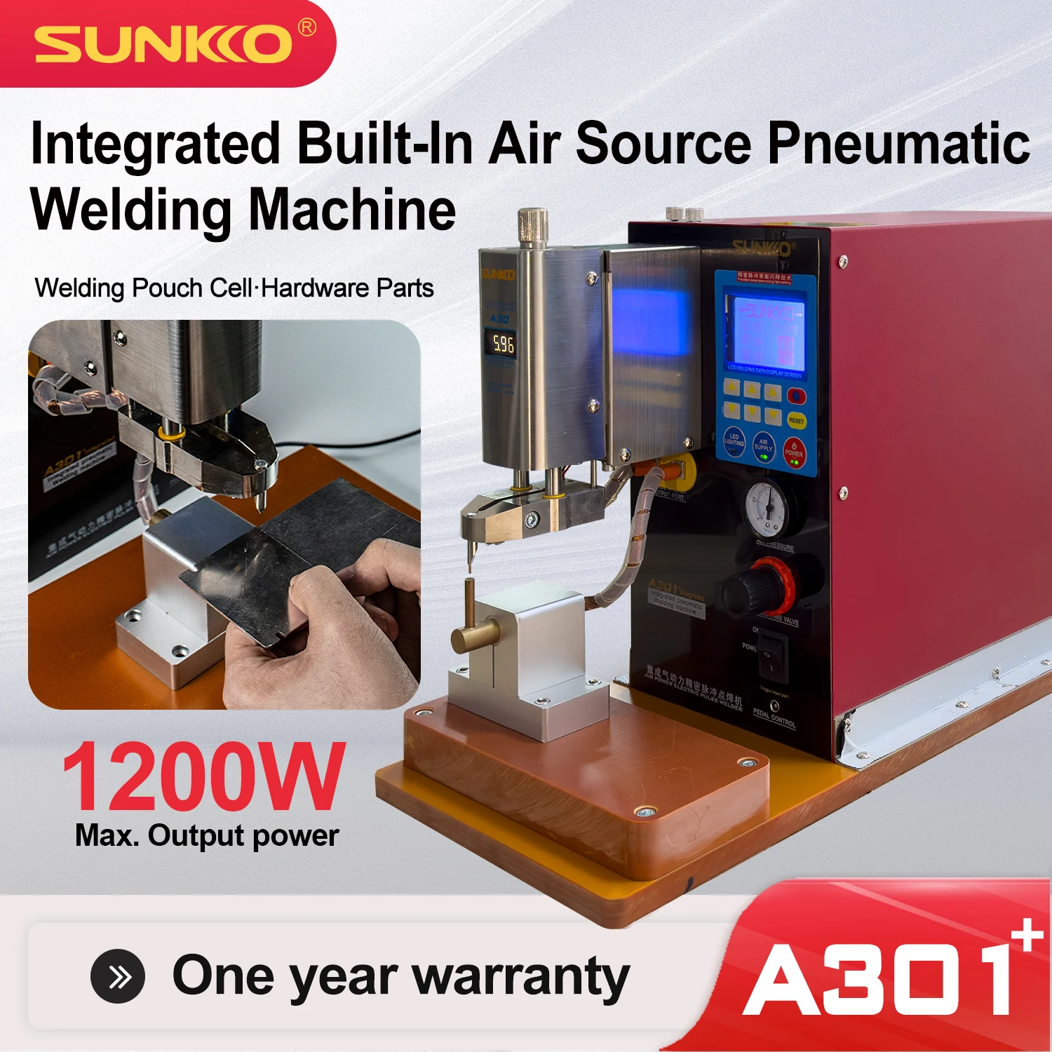 

SUNKKO A301+ Built-in Air Compressor Weld Lithium Battery To Nickel Aluminum Steel Pneumatic Spot Welder Welding Machine