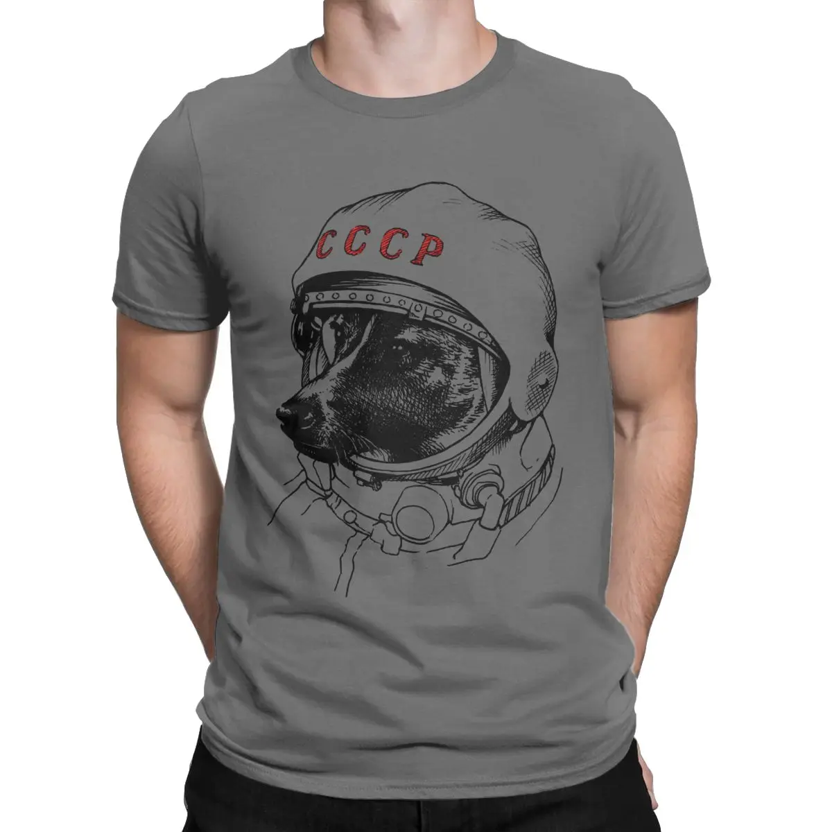 CCCP Rusia Laika Space Urss Astronauta Dog Men\'s T Shirt Awesome Tee Shirt Short Sleeve T-Shirts Cotton Gift Idea Clothes