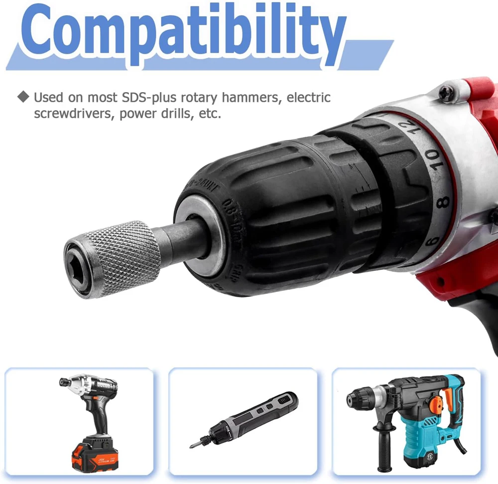 

SDS Round Shank 1/4 Hex Shank Adapter Converter Impact Drill Head AdapterElectric Hammer Conversion Connecting Rod Sleeve
