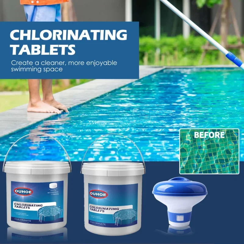 

New Swimming Pool Cleaning Effervescent Tablets Dispenser Crystal Clear Disinfect Water Quality Doser Foaming Clarifier Tools