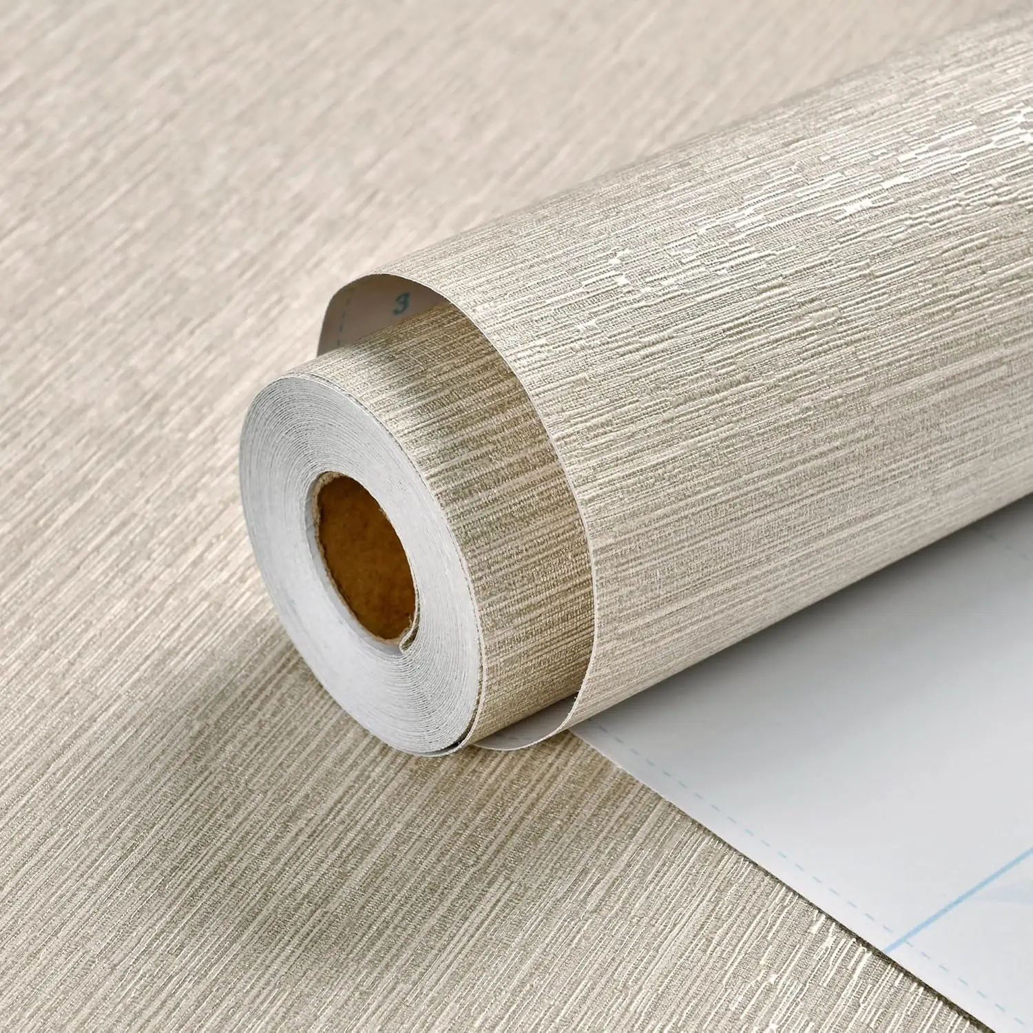 

Grasscloth Wallpaper Peel and Stick 20.9in x 393in Fabric Textured Horizontal Stripes Self-Adhesive Thick Vinyl Embossed Beige