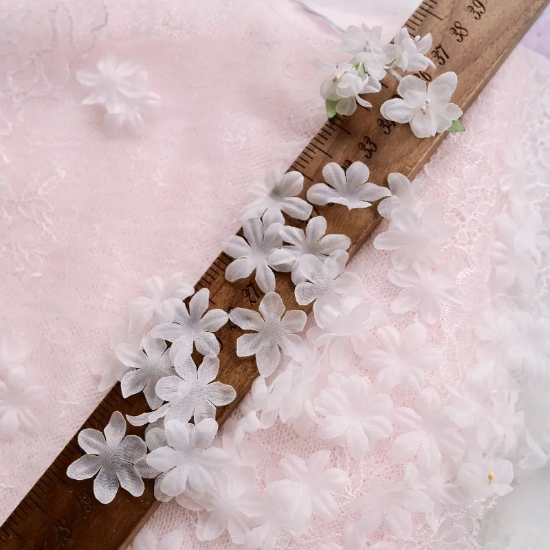 3D Crushed Satin Flower Accessories, DIY Wedding Dress, Veil Decoration, Mini Flower Piece, Doll Material, RS2775, 100 PCs/Pack