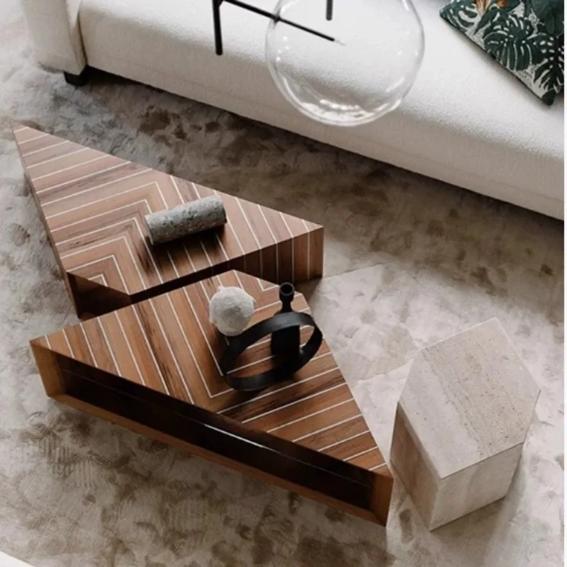 

Italian minimalist triangular coffee table combination round living room small apartment sofa side few public areas designer