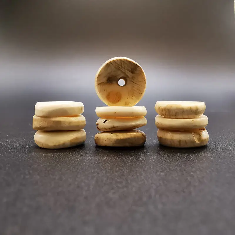 

10PCS 17-18mm Old Conch shell Coin Beads from Nepal Naga Tridacna Button TSB0293