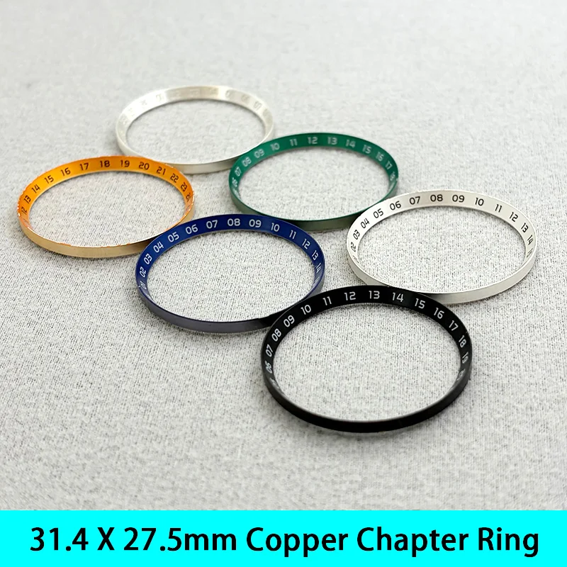 Mod 31.4*27.5mm Copper Chapter Ring for King Samurai Watch Case Fit NH35 NH36 Automatic Movement Watch Case Replace Parts Custom