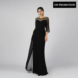 Evening Elegant Dress Mother of the Bride Dresses Plus Size Black Fashion Brand Dresses Hand Beaded Custom Women Formal Party