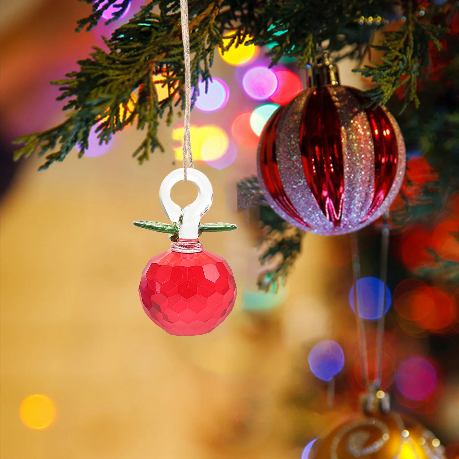 

3Pcs Glass Apples Hanging Ornaments Exquisite Christmas Birthday Decor Festive Atmosphere Enhancement Glass Fruit