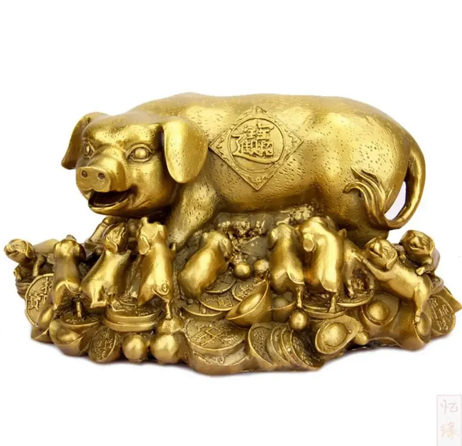 

Copper Statue Kaiguang pure copper pig decoration copper Zhaocai pig money pig wangzi Duofu household Fengshui decoration