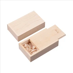 1PCS Maple Wooden Unfinished Storage Box with Slide Top for Necklace Ring Jewels or USB 3.74x2.17x0.98inch Wood Boxs