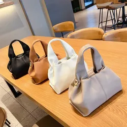 Retro Pu Leather Handbag For Women French Versatile Solid Color Crossbody Bag 2024 New Fashion Luxury Simple Black Shoulder Bags