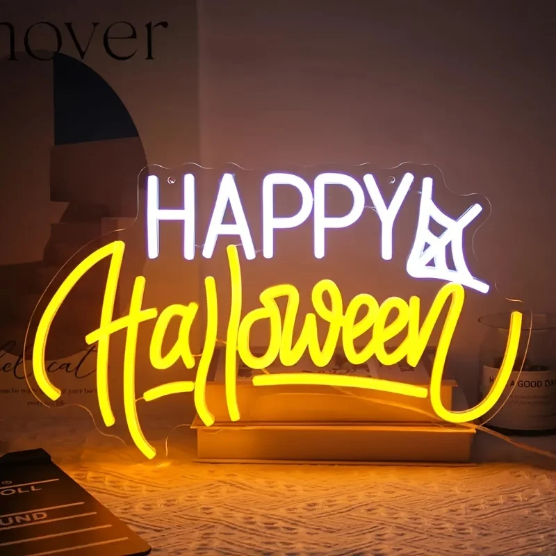 Happy Halloween Neon Sign, LED Wall Decorative Neon Light Wall Art Lighting, Suitable for Home, Bar, Salon, Bedroom, Shop, etc.