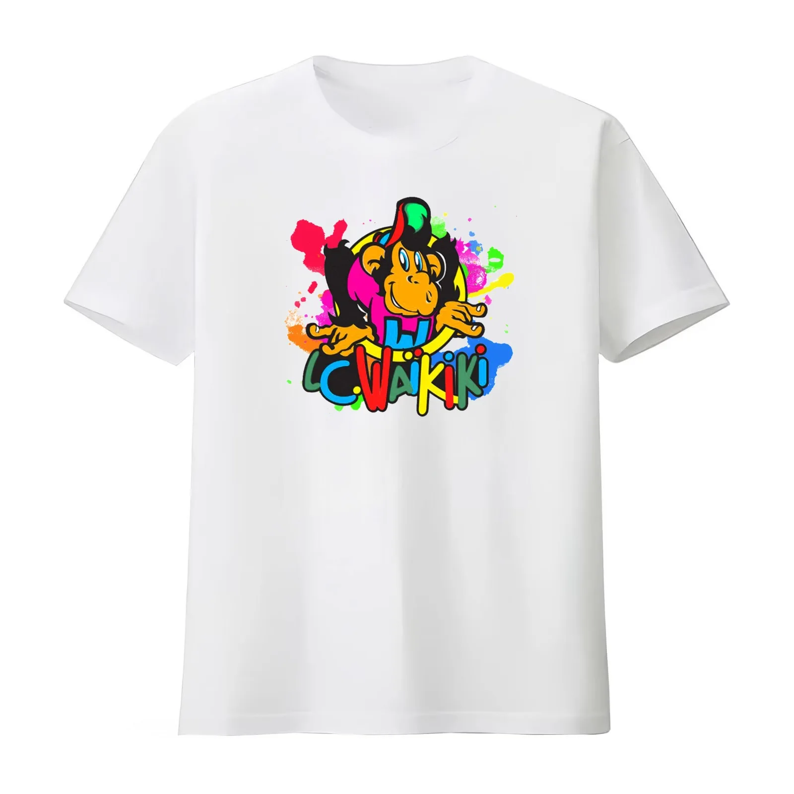 Colorful Waikiki T-Shirt Summer Casual Cotton Tee Oversized Streetwear Tops Vintage Graphic Print Loose Fit Short Sleeve