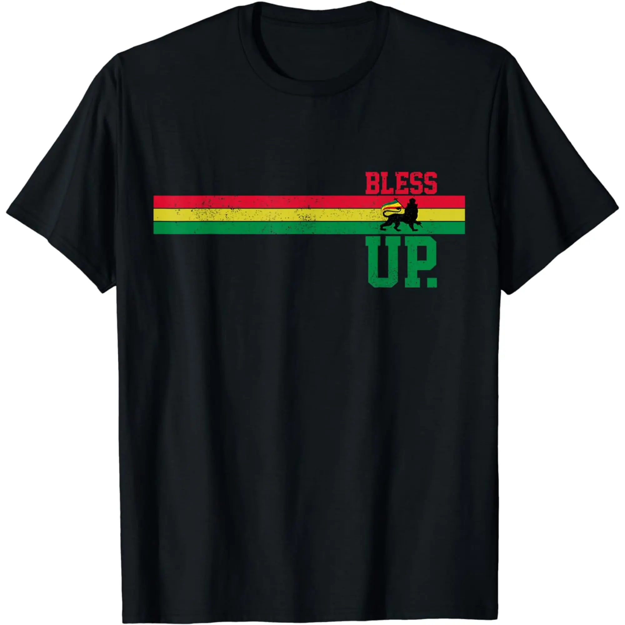 

Reggae Music Rastafari Bless Up Lion Of Judah Rasta Gift T-Shirt 100% Cotton O-Neck Short Sleeve Summer Casual Mens T-shirt