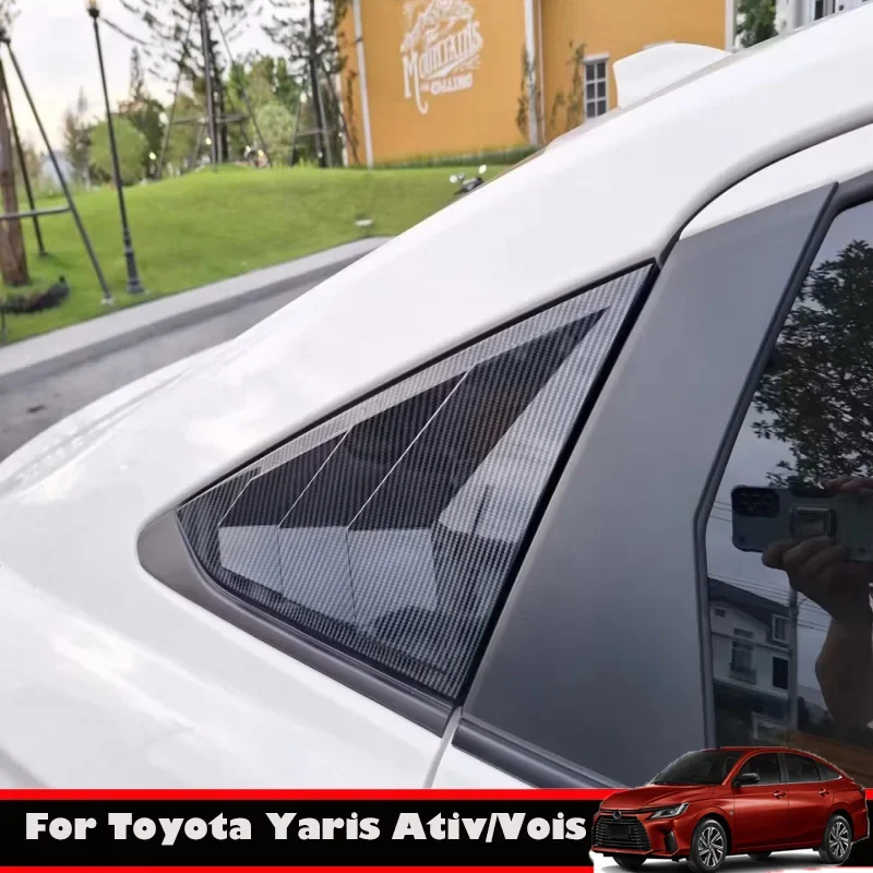 Para toyota yaris ativ/visos 2023 2024 decoração exterior de fibra carbono janela traseira spoiler capa guarnição janela lateral triângulo persianas