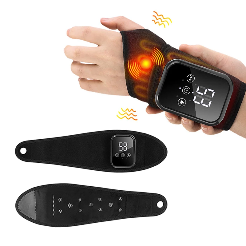 

Electric Wrist Protector 3 Levels Hot Compress Massage Wrist Brace Heating Vibration Wrap Rechargeable Wristband for Hands Relax
