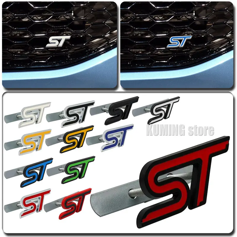 Metal 3D Automotive Sports Emblem ST Letter Suitable For Ford Fiesta Focus MK2 MK3 MK4 Kuga Puma Mondeo