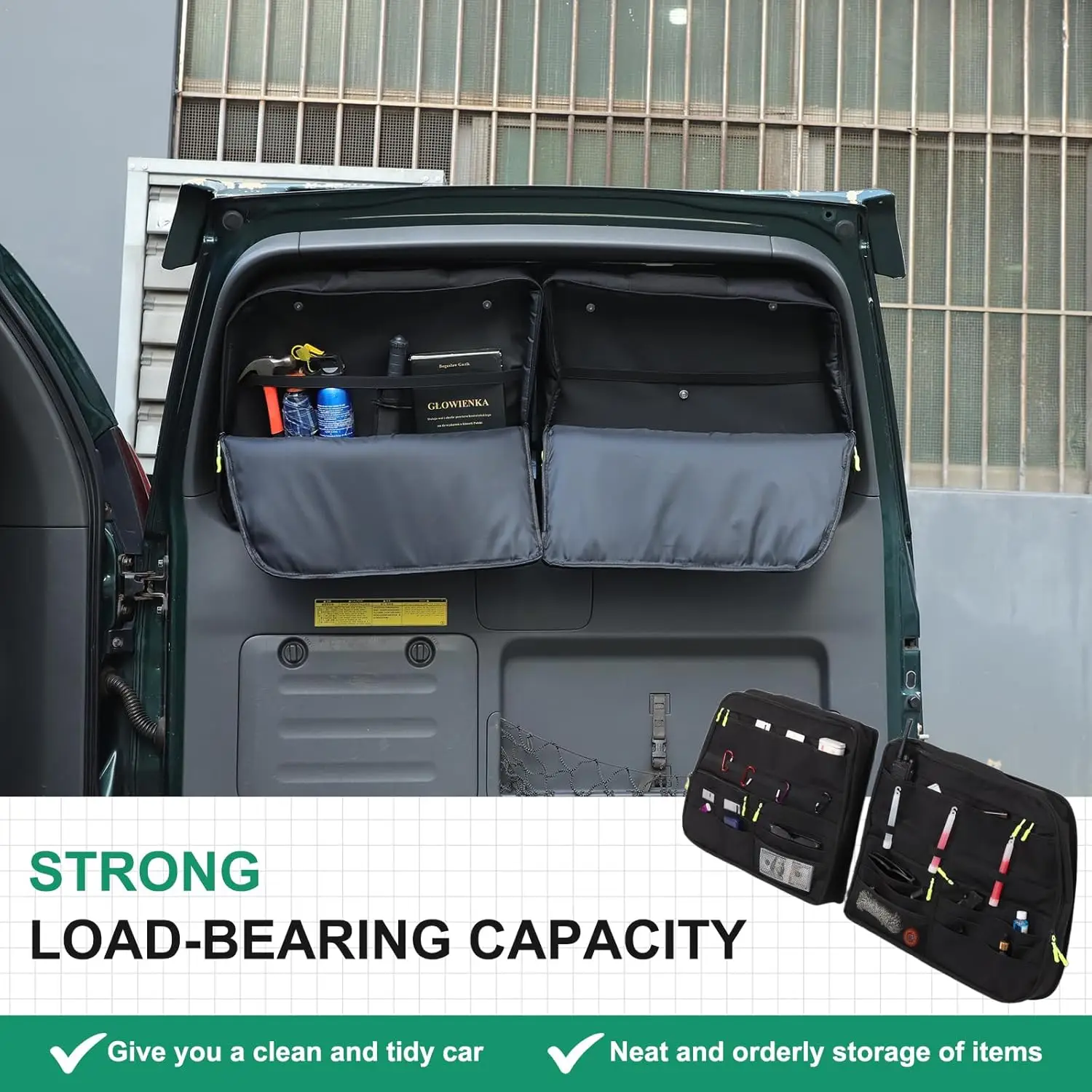 

Offroad Tailgate Storage Bag For Toyota Land Cruiser Prado FJ120 2003-09 Cloth Trunk Side Window Stowing Organizer Tidy Tool Bag