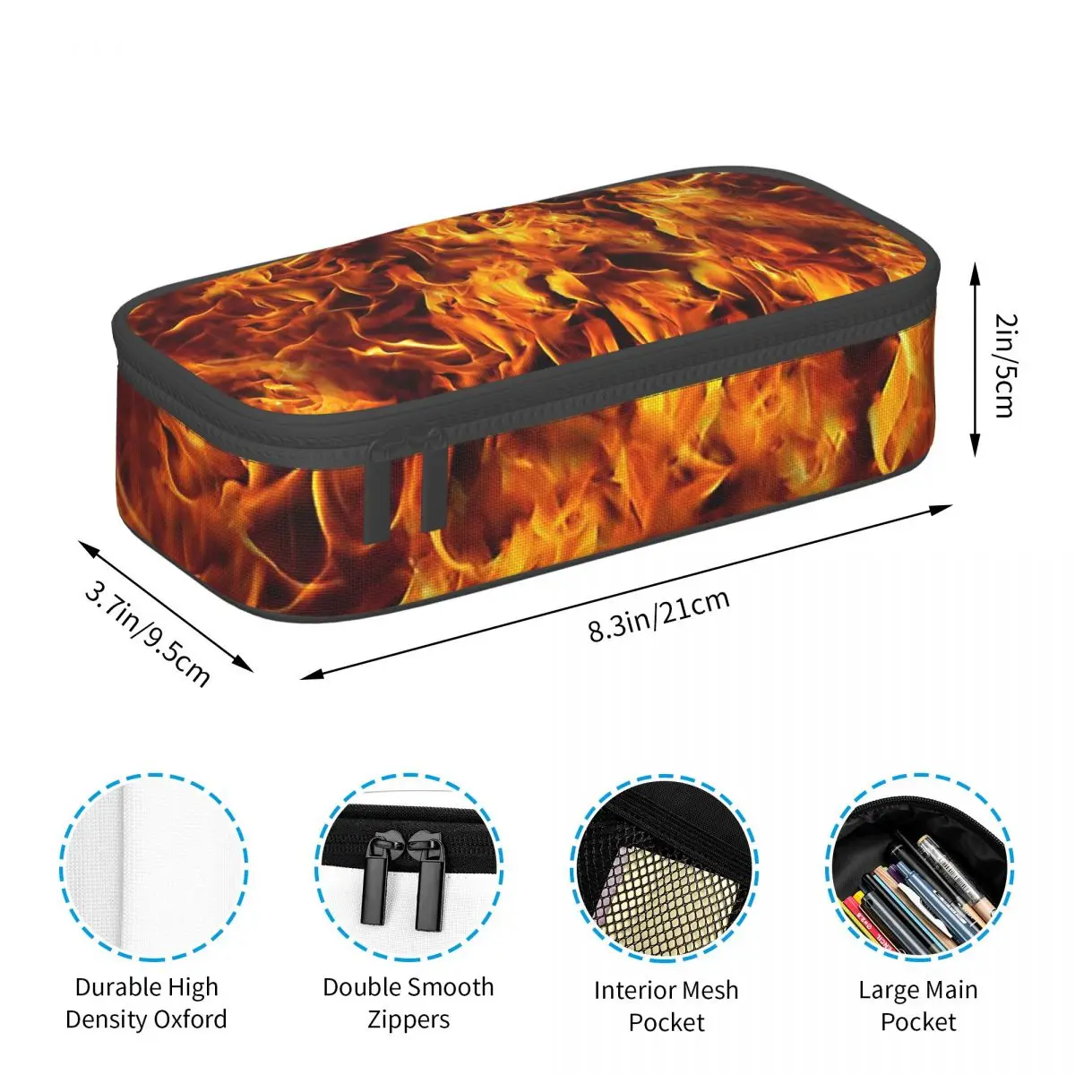 Fire And Flames Pattern Pencil Cases Large Capacity Pen Bags Pen Box Pencil Pouch For Boys Girls Students Stationery School