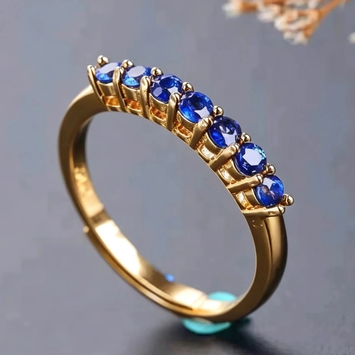 Natural Sapphire Ring with Certificate 2.5mm Genuine Blue Sapphire 925 Silver Ring with Gold Plating