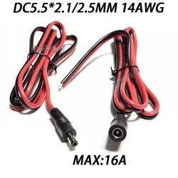 DC5.5*2.1MM 5.5*2.5MM Male Female Hight Power DC power Cord Single Plug 14AWG 16A 190W Huge Current All Copper  Power Cord 0.3m