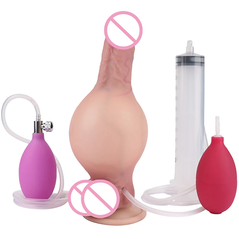 18.5*3.8cm Long Thin Inflatable Dick Realistic Penis Squirting Dildo Spray Women Masturbator Sex Toys for Pussy Anal Penetration