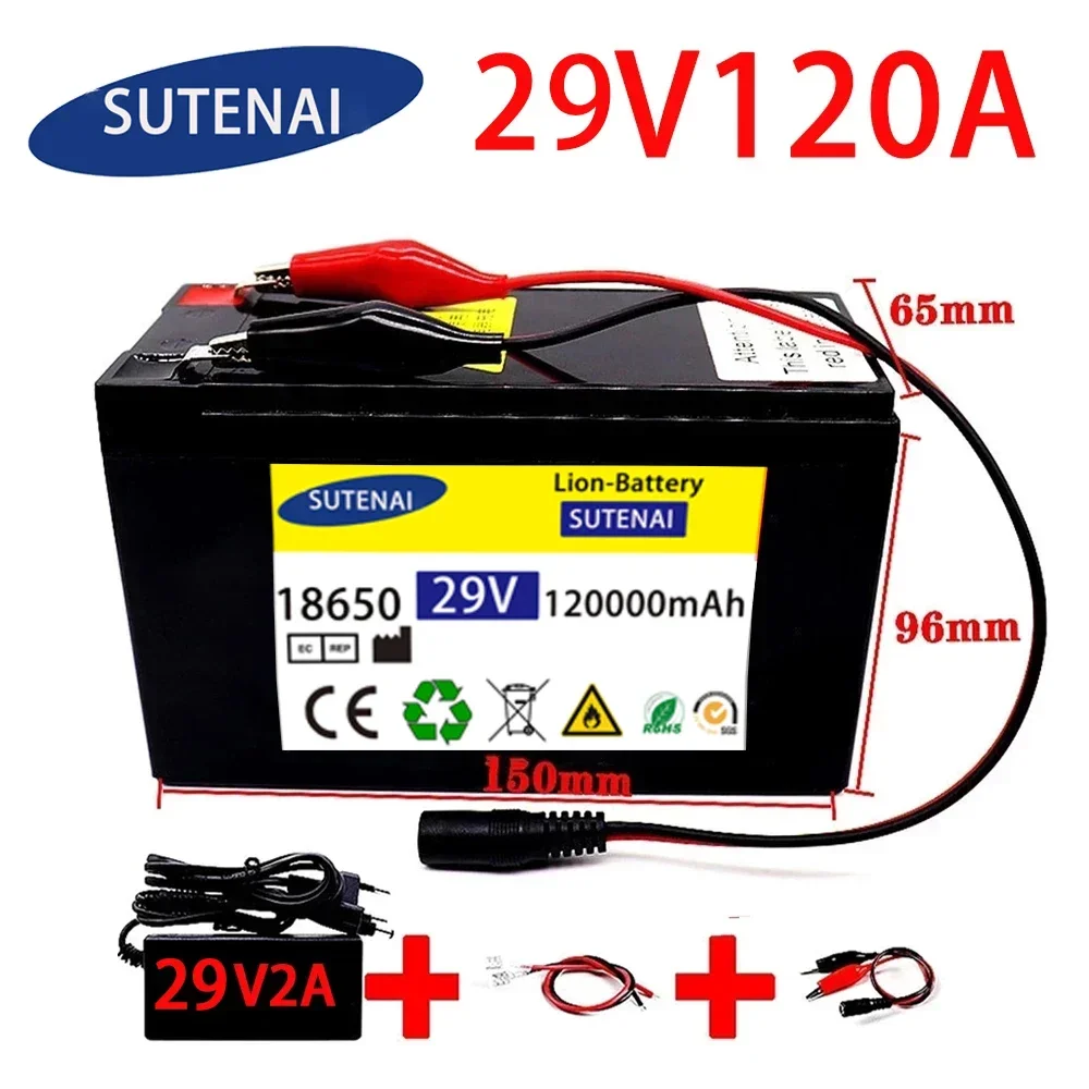 Batería de litio para vehículo eléctrico, pila de iones de litio de 29v, 120A, 24V- 29V, 35Ah, 120Ah, BMS incorporado, 30A, alta corriente, 18650