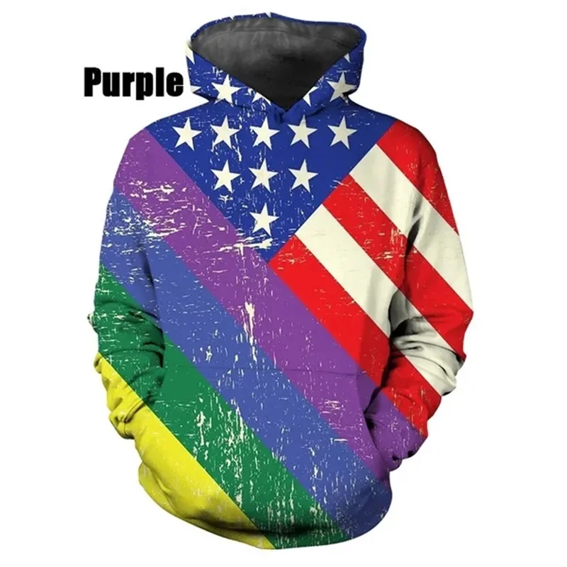 Hot Sale 3D Printing American Flag Hoodie For Men Women Fashion Casual Long Sleeve Pullover Sweatshirts Mens Streetwear Tops