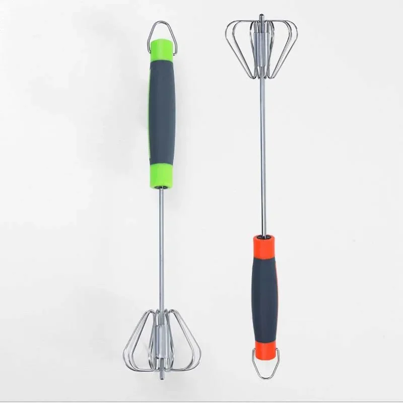 Semi-automatic Mixer Egg Beater Manual Self Turning Stainless Steel Whisk Hand Blender Egg Cream Stirring Kitchen Tools