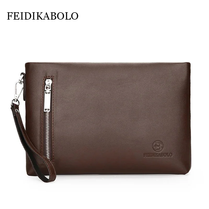 Saco de embreagem com zíper envelope, carteiras de grande capacidade, bolsa masculina, pacote de lazer