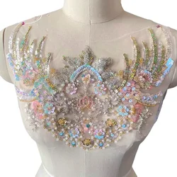 Sequins Bead Embroidery Lace Headwear, Costume Hanfu Belt, Champagne Gold Fish Scale, Performance Costume