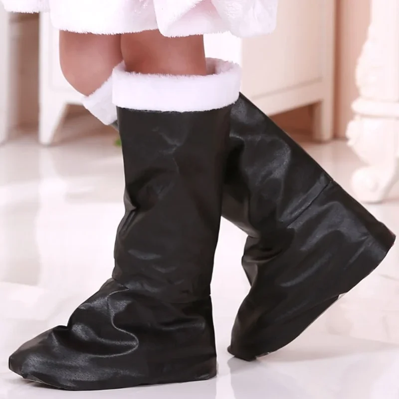 Erwachsene Kinder Weihnachtsmann für Weihnachten Schuhe Schwarze PU-Lederschuhe Party Cosplay Kostüme Zubehör