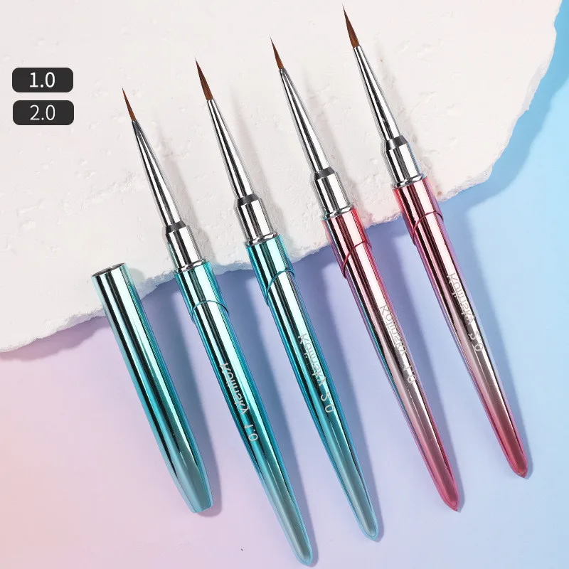 1/4 قطعة مقبض معدني كولينسكي مسمار بطانة فرشاة مسمار اللوحة القلم أكريليك الأشعة فوق البنفسجية هلام فرش كريستال مانيكير أداة فرشاة الأظافر #4