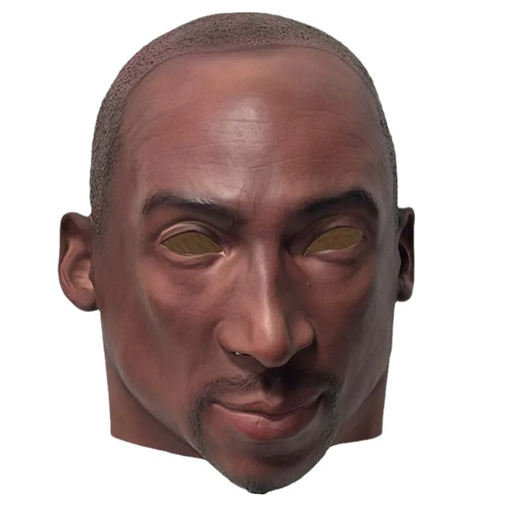 Realistic Black Male Full Head Latex Mask Adult Halloween Masquerade Cosplay Fancy Dress Party Costume Prop